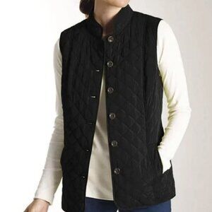 SOLD! J Jill Black Heritage Quilted Button-Up Vest, Small Petite